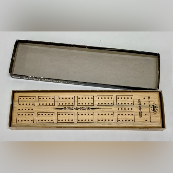 1974 Vintage Milton Bradley Steel Peg Wooden Cribbage Board - Picture 6 of 13